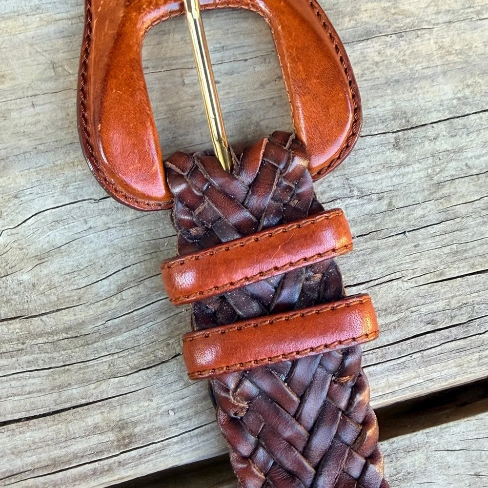 Vintage De Vecchi by Hamilton Hodge Woven Leather Belt Made in Italy‎ Brown